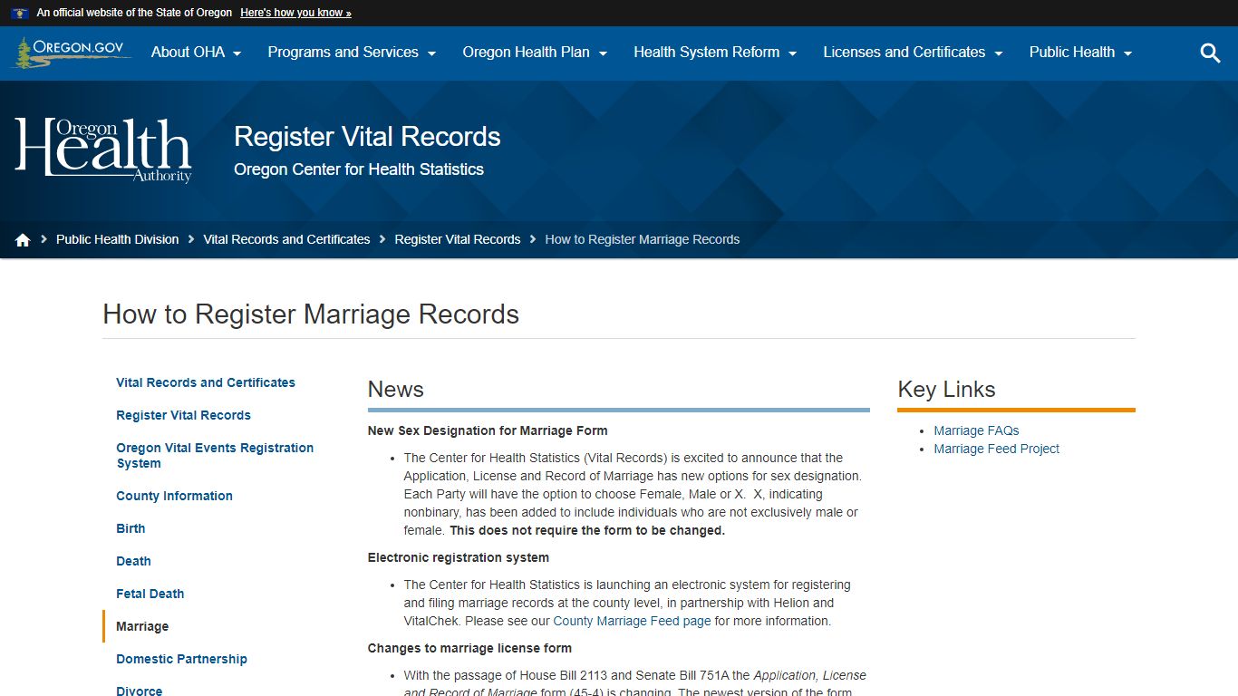 Oregon Health Authority : How to Register Marriage Records : Register ...